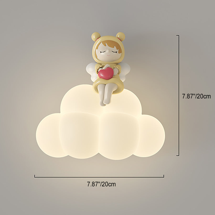 Lumendat Contemporary Creative Cloud Angel Rabbit Iron PE LED Kids Wall Sconce Lamp For Bedroom Lumendat
