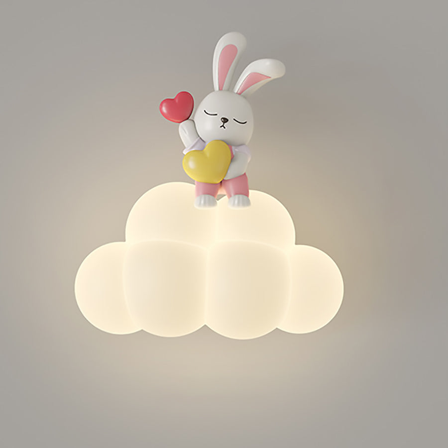 Lumendat Contemporary Creative Cloud Angel Rabbit Iron PE LED Kids Wall Sconce Lamp For Bedroom Lumendat