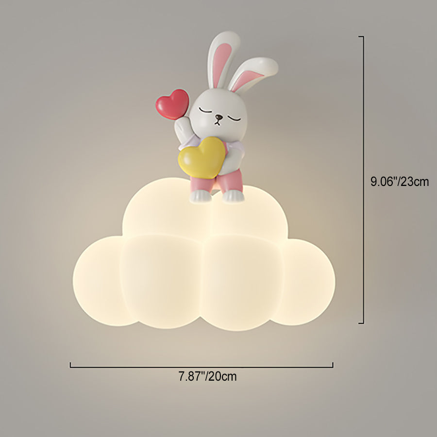 Lumendat Contemporary Creative Cloud Angel Rabbit Iron PE LED Kids Wall Sconce Lamp For Bedroom Lumendat