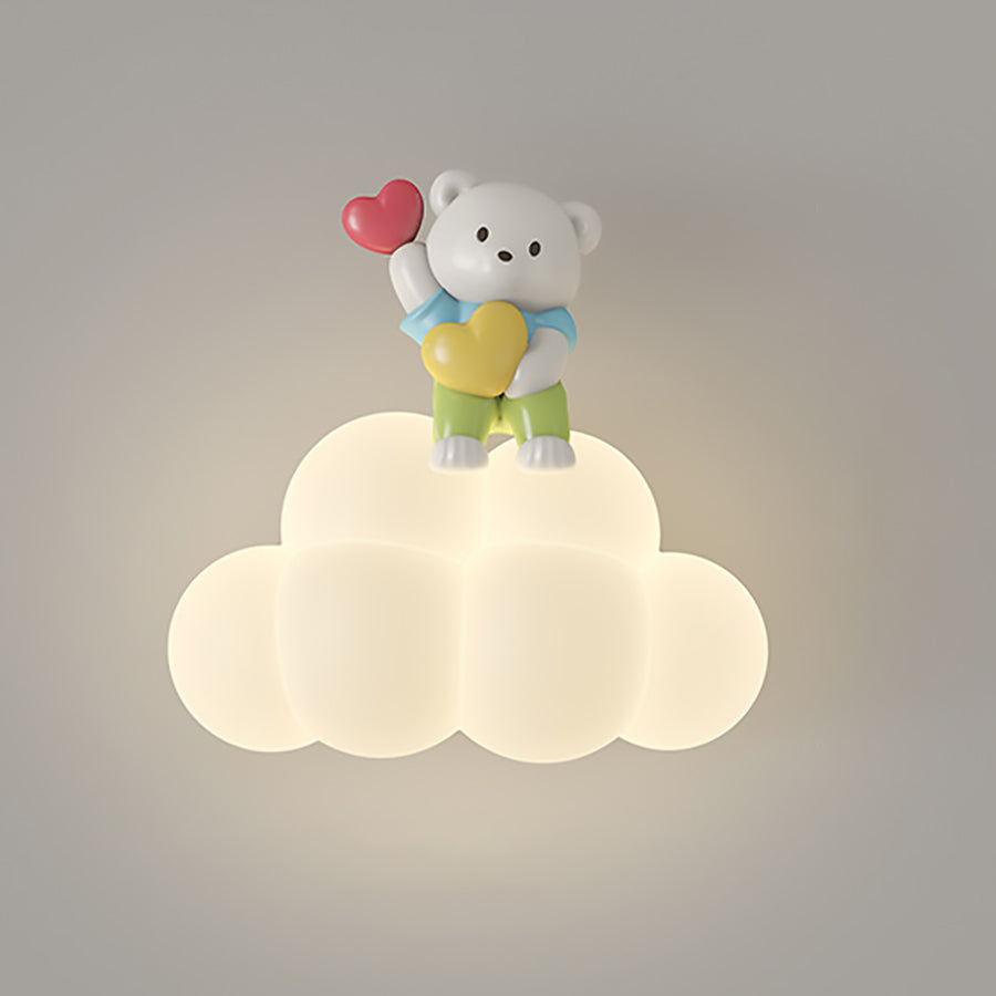 Lumendat Contemporary Creative Cloud Angel Rabbit Iron PE LED Kids Wall Sconce Lamp For Bedroom Lumendat