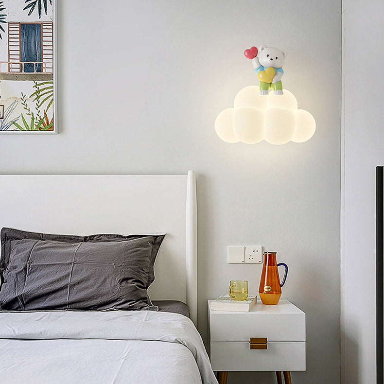 Lumendat Contemporary Creative Cloud Angel Rabbit Iron PE LED Kids Wall Sconce Lamp For Bedroom Lumendat
