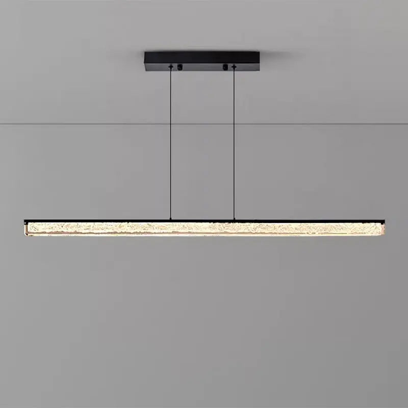 Modern Minimalist Stainless Steel Resin Long Strip LED Island Light Chandeliers for Dining Room Lumendat