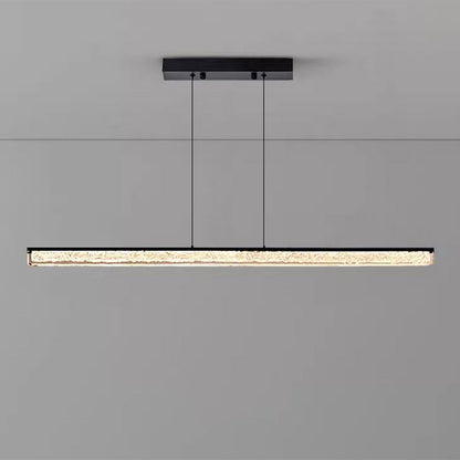Modern Minimalist Stainless Steel Resin Long Strip LED Island Light Chandeliers for Dining Room