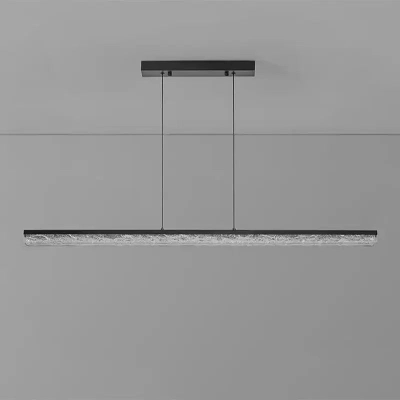 Modern Minimalist Stainless Steel Resin Long Strip LED Island Light Chandeliers for Dining Room Lumendat