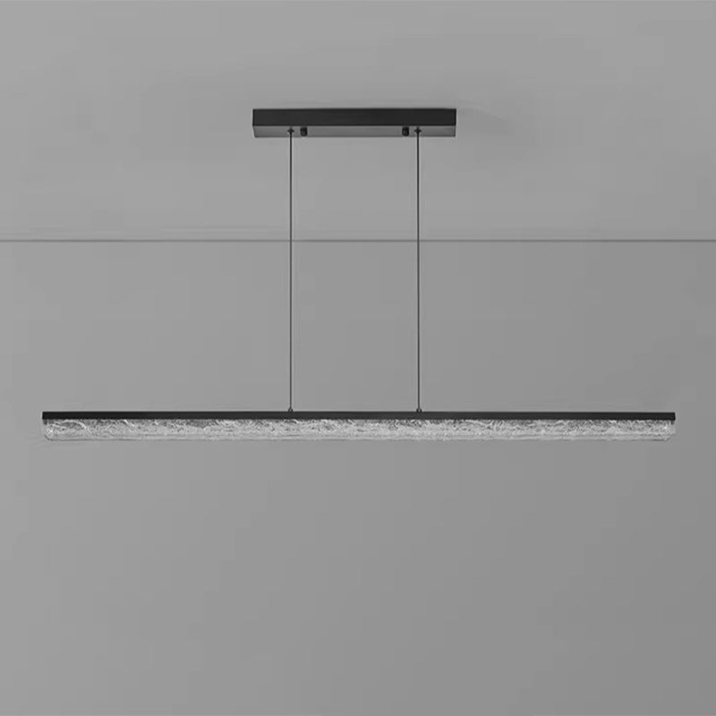 Modern Minimalist Stainless Steel Resin Long Strip LED Island Light Chandeliers for Dining Room