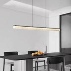 Modern Minimalist Stainless Steel Resin Long Strip LED Island Light Chandeliers for Dining Room Lumendat