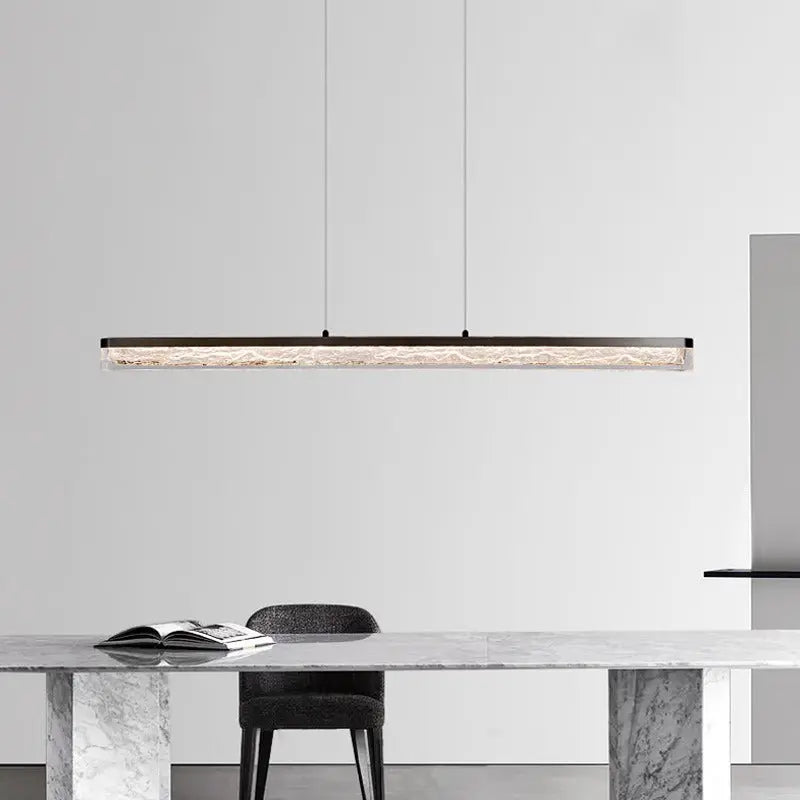 Modern Minimalist Stainless Steel Resin Long Strip LED Island Light Chandeliers for Dining Room modern luxury lighting fixtur