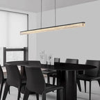 Modern Minimalist Stainless Steel Resin Long Strip LED Island Light Chandeliers for Dining Room Lumendat