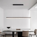Modern Minimalist Stainless Steel Resin Long Strip LED Island Light Chandeliers for Dining Room Lumendat