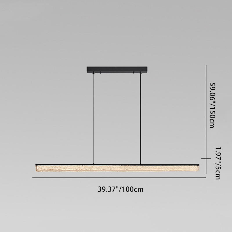Modern Minimalist Stainless Steel Resin Long Strip LED Island Light Chandeliers for Dining Room