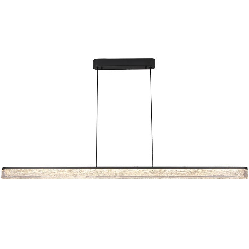 Modern Minimalist Stainless Steel Resin Long Strip LED Island Light Chandeliers for Dining Room