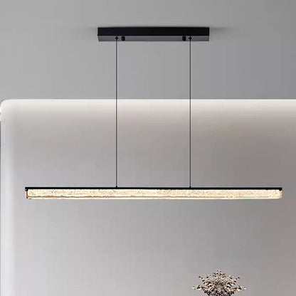 Modern Minimalist Stainless Steel Resin Long Strip LED Island Light Chandeliers for Dining Room