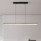 Modern Minimalist Stainless Steel Resin Long Strip LED Island Light Chandeliers for Dining Room Lumendat