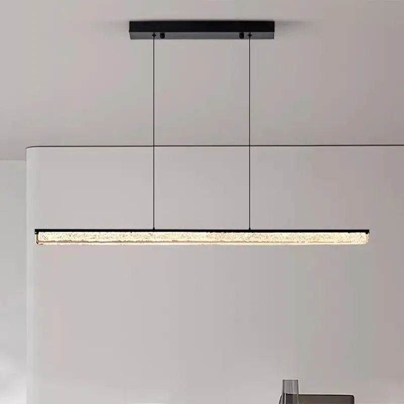 Modern Minimalist Stainless Steel Resin Long Strip LED Island Light Chandeliers for Dining Room Lumendat
