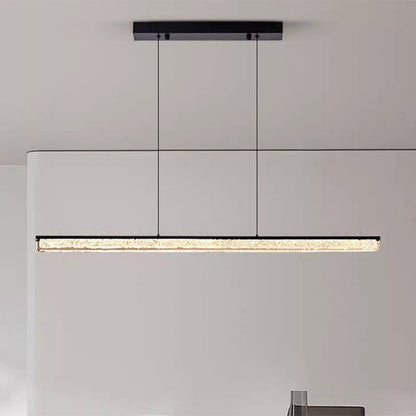 Modern Minimalist Stainless Steel Resin Long Strip LED Island Light Chandeliers for Dining Room