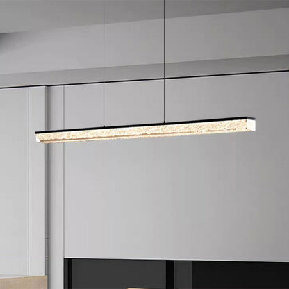 Modern Minimalist Stainless Steel Resin Long Strip LED Island Light Chandeliers for Dining Room