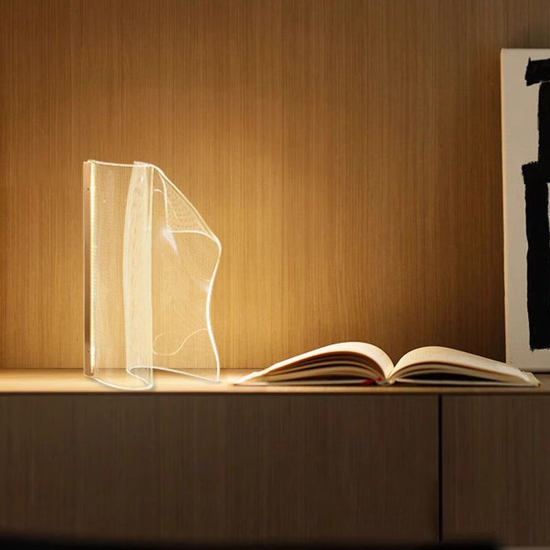 Contemporary Creative Irregular Transparent Aluminum Acrylic LED Table Lamp For Bedroom Lumendat