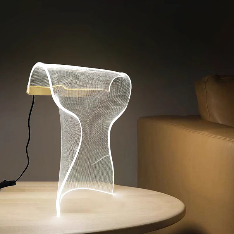 Contemporary Creative Irregular Transparent Aluminum Acrylic LED Table Lamp For Bedroom Lumendat
