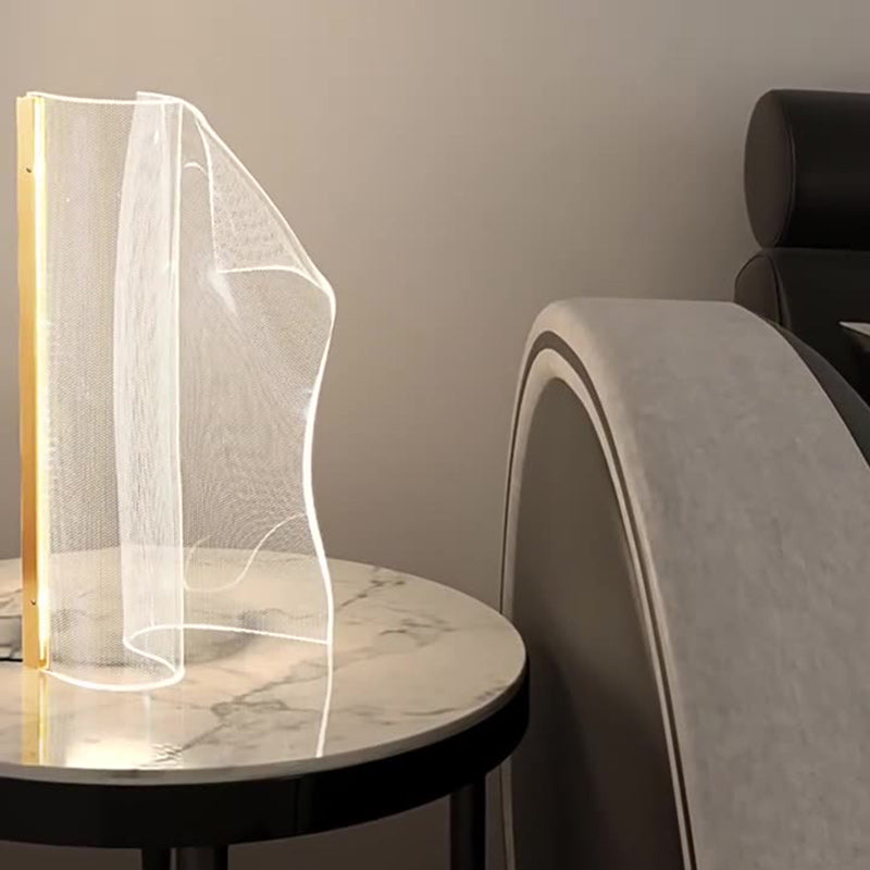 Contemporary Creative Irregular Transparent Aluminum Acrylic LED Table Lamp For Bedroom Lumendat