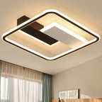 Contemporary Creative Iron Aluminum Acrylic Square Black And White Rectangle Splicing LED Semi-Flush Mount Ceiling Light For Bedroom