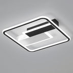 Contemporary Creative Iron Aluminum Acrylic Square Black And White Rectangle Splicing LED Semi-Flush Mount Ceiling Light For Bedroom
