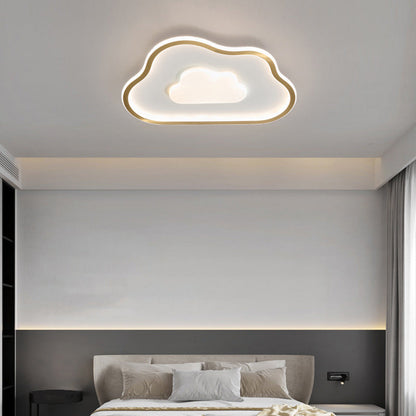 Modern Simplicity Copper Silicone Acrylic Triangle Cloud LED Flush Mount Ceiling Light For Bedroom