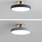 Modern Minimalist Round Shape Macaron Metal Acrylic LED Semi-flush Mount Ceiling Light for Bedroom