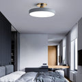 Modern Minimalist Round Shape Macaron Metal Acrylic LED Semi-flush Mount Ceiling Light for Bedroom