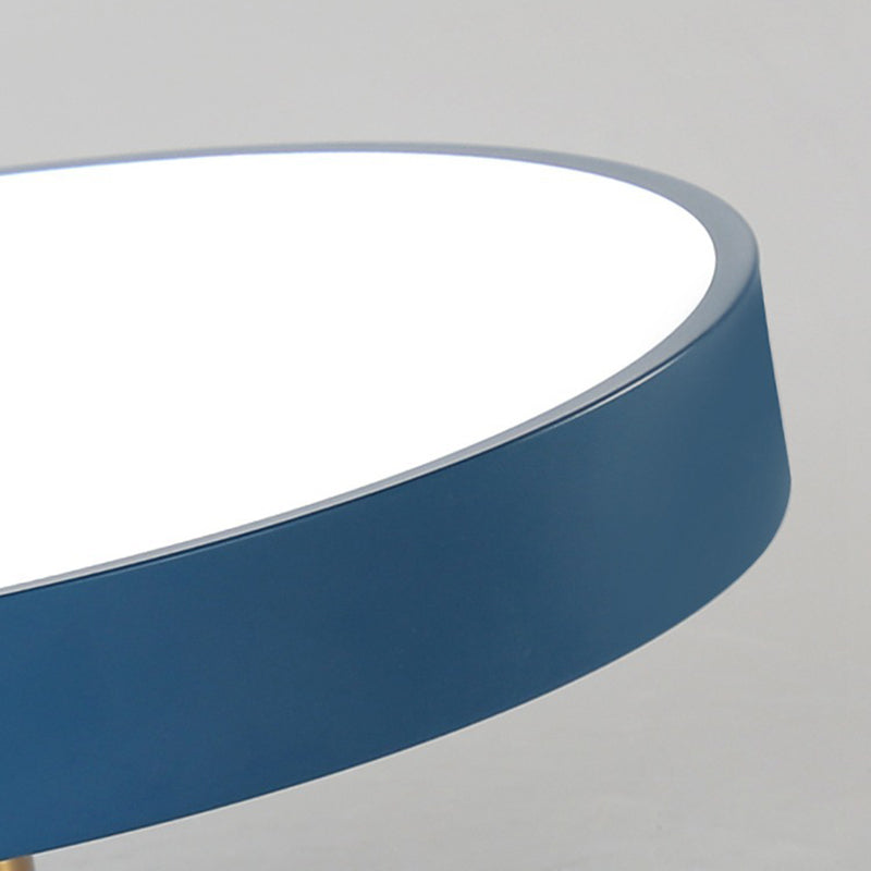 Modern Minimalist Round Shape Macaron Metal Acrylic LED Semi-flush Mount Ceiling Light for Bedroom
