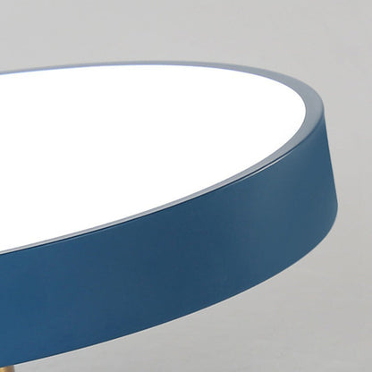Modern Minimalist Round Shape Macaron Metal Acrylic LED Semi-flush Mount Ceiling Light for Bedroom