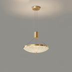 Modern Luxury Round Brass Acrylic LED Pendant Light For Bedroom