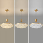 Modern Luxury Round Brass Acrylic LED Pendant Light For Bedroom