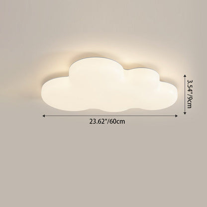 Modern Minimalist Cream Cloud Iron Pe LED Flush Mount Ceiling Light for Bedroom