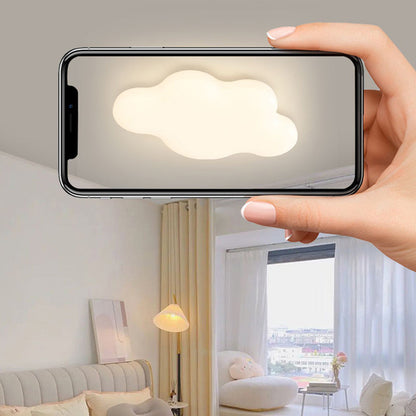 Modern Minimalist Cream Cloud Iron Pe LED Flush Mount Ceiling Light for Bedroom