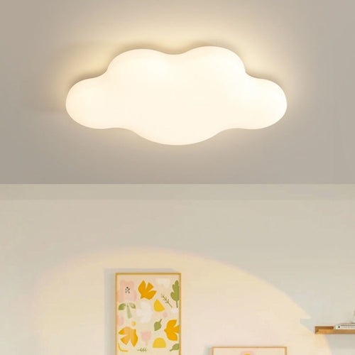 Modern Minimalist Cream Cloud Iron Pe LED Flush Mount Ceiling Light for Bedroom