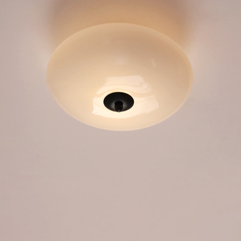 Modern Art Deco Drum Opal Iron Glass LED Semi-Flush Mount Ceiling Light For Bedroom Lumendat