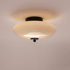 Modern Art Deco Drum Opal Iron Glass LED Semi-Flush Mount Ceiling Light For Bedroom Lumendat
