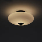Modern Art Deco Drum Opal Iron Glass LED Semi-Flush Mount Ceiling Light For Bedroom Lumendat