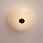 Modern Art Deco Drum Opal Iron Glass LED Semi-Flush Mount Ceiling Light For Bedroom Lumendat