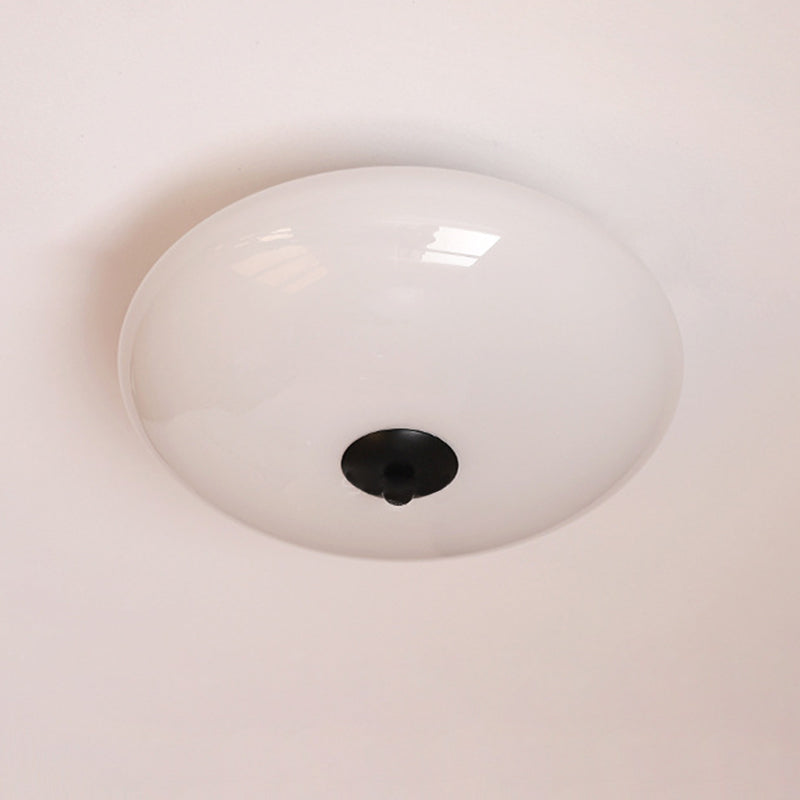 Modern Art Deco Drum Opal Iron Glass LED Semi-Flush Mount Ceiling Light For Bedroom Lumendat