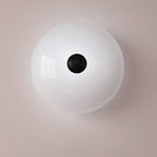 Modern Art Deco Drum Opal Iron Glass LED Semi-Flush Mount Ceiling Light For Bedroom Lumendat