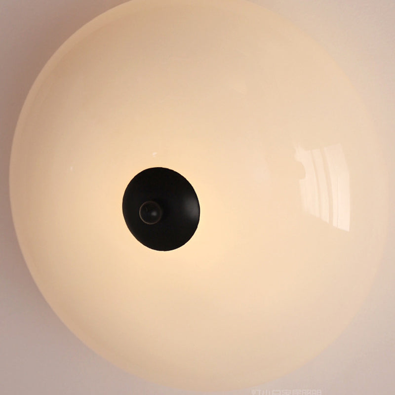 Modern Art Deco Drum Opal Iron Glass LED Semi-Flush Mount Ceiling Light For Bedroom Lumendat