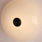 Modern Art Deco Drum Opal Iron Glass LED Semi-Flush Mount Ceiling Light For Bedroom Lumendat