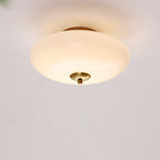 Modern Art Deco Drum Opal Iron Glass LED Semi-Flush Mount Ceiling Light For Bedroom Lumendat