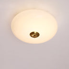 Modern Art Deco Drum Opal Iron Glass LED Semi-Flush Mount Ceiling Light For Bedroom Lumendat