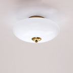 Modern Art Deco Drum Opal Iron Glass LED Semi-Flush Mount Ceiling Light For Bedroom Lumendat