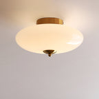 Modern Art Deco Drum Opal Iron Glass LED Semi-Flush Mount Ceiling Light For Bedroom Lumendat