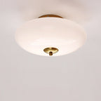 Modern Art Deco Drum Opal Iron Glass LED Semi-Flush Mount Ceiling Light For Bedroom Lumendat