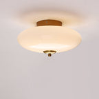 Modern Art Deco Drum Opal Iron Glass LED Semi-Flush Mount Ceiling Light For Bedroom Lumendat
