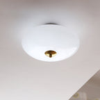 Modern Art Deco Drum Opal Iron Glass LED Semi-Flush Mount Ceiling Light For Bedroom Lumendat